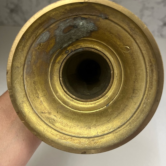 Vintage Large Solid Brass Pillar Candle Holder/Pedestal Candle Holder/Farmhouse - Picture 6 of 7